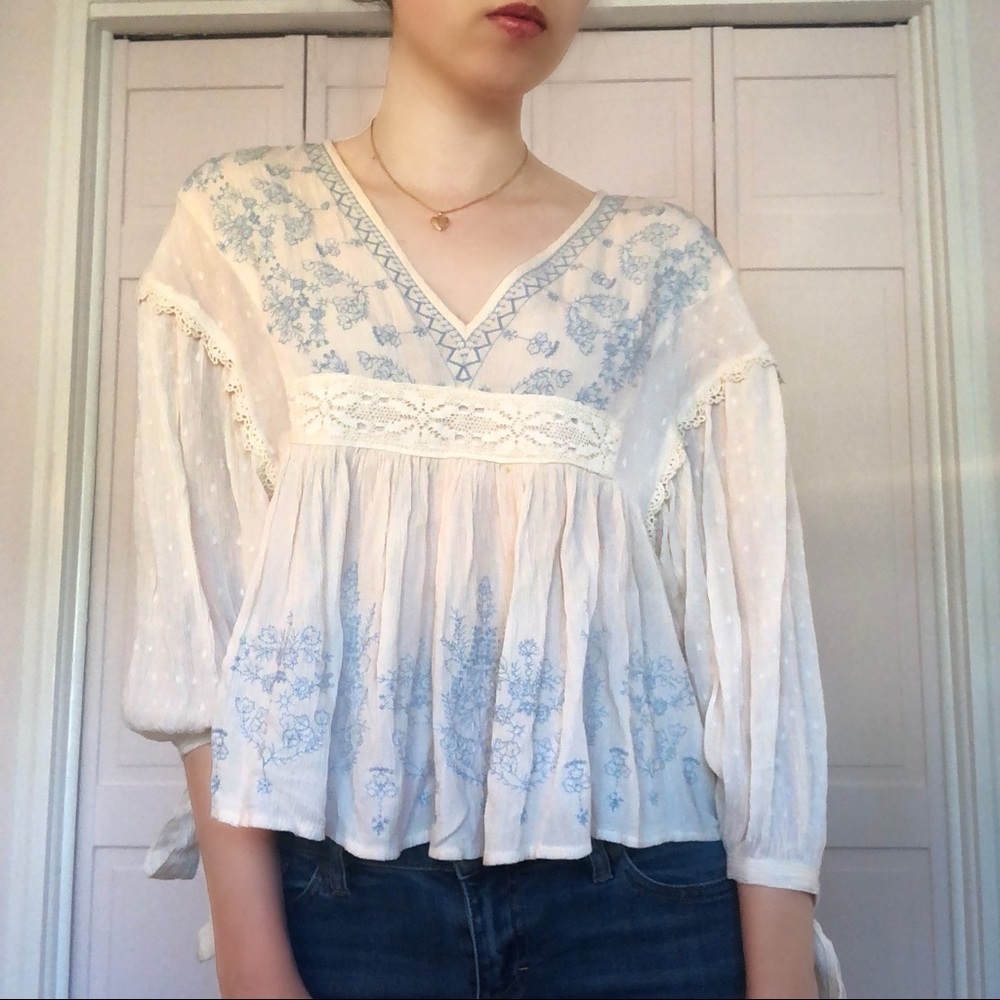 American Eagle Embroidered BoHo Shirt